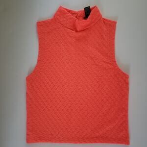 Rue 21 Hot Orange textured mock neck Cropped tank top, Women's Medium #A18PJ
